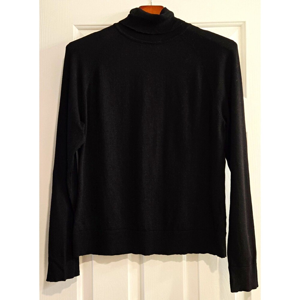 Talbots Black Turtleneck Sweater Womens Large Rayon Blend Knit Essential
